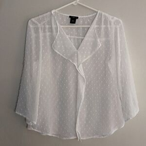 Ann Taylor petite swiss dot sheer blouse 3/4 sleeve X-Small
